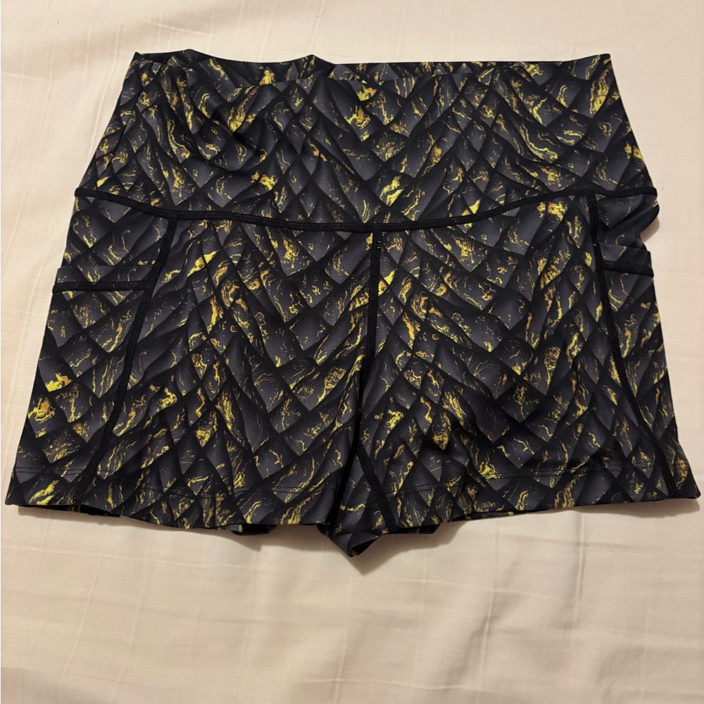 Constantly Varied Gear Black Athletic Shorts with Yellow Accent